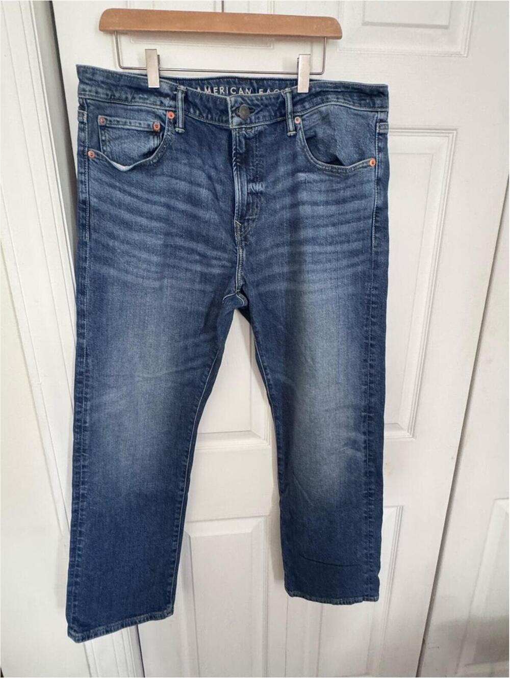 American Eagle Outfitters Men's Blue Flex Slim Straight Jeans, 36x32